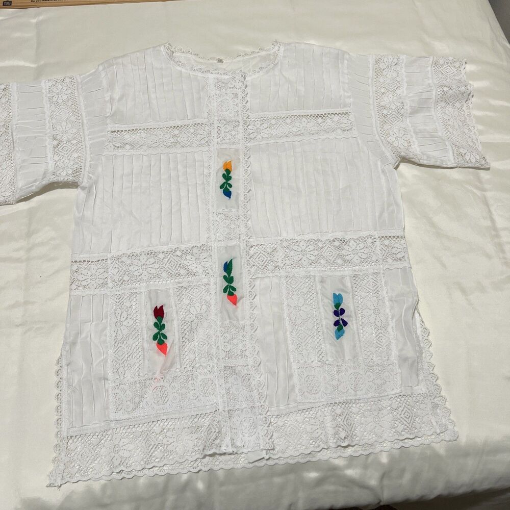 Swim Coverup White Cutout Lace Embroidered Boho Beach Resort Wear Poolside